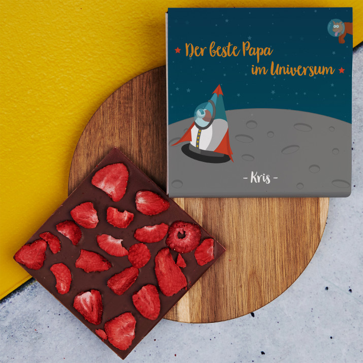 Bester Papa im Universum - Schokolade mit Erdbeeren Bester Papa im Universum - Schokolade mit Erdbeeren