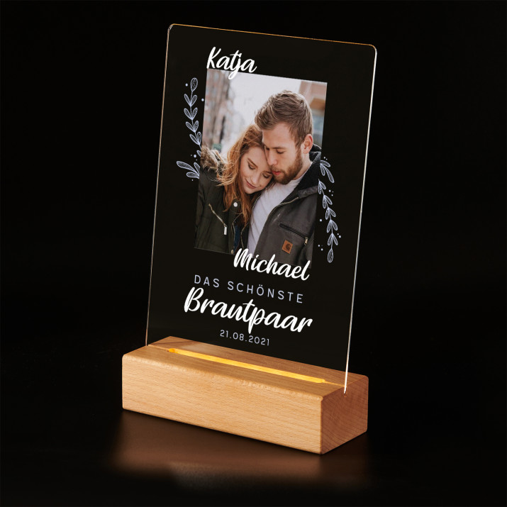 Das schonste brautpaar - Druck auf Acrylglas mit LED Beleuchtung