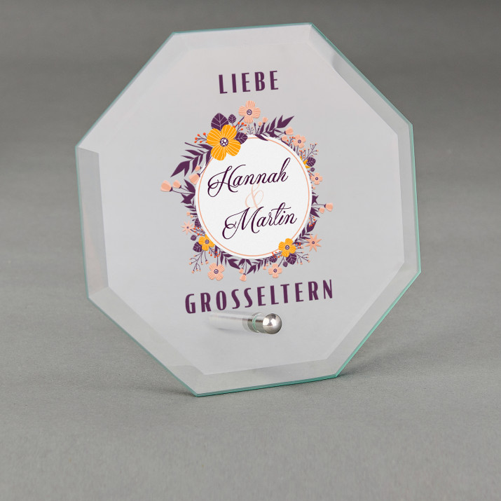 Liebe Großeltern - Glastrophäe mit Aufdruck