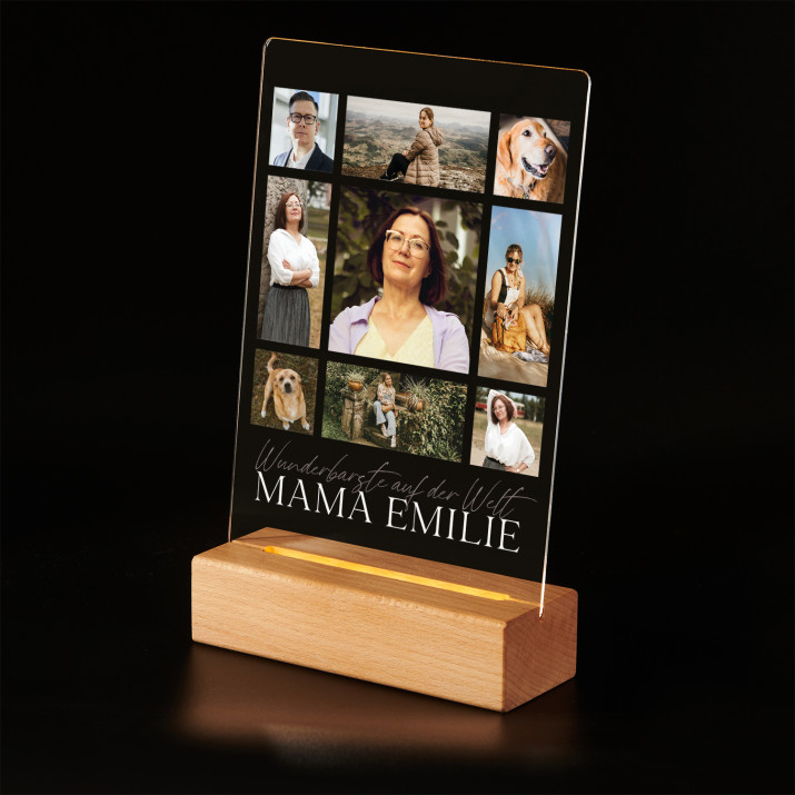 Wunderbarste auf der welt mama - Druck auf Acrylglas mit LED Beleuchtung