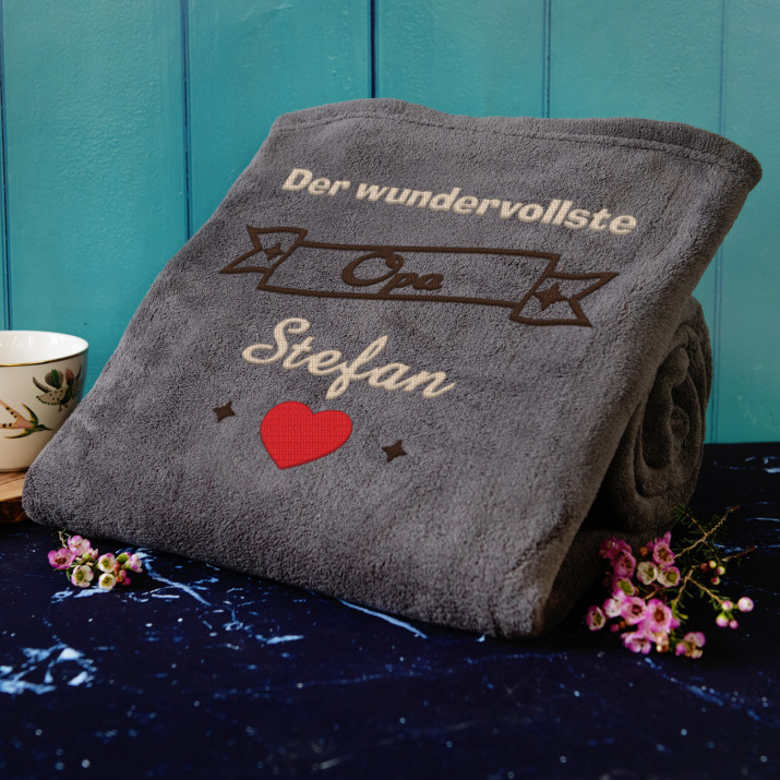 Wundervollster Opa - Decke mit Stickerei