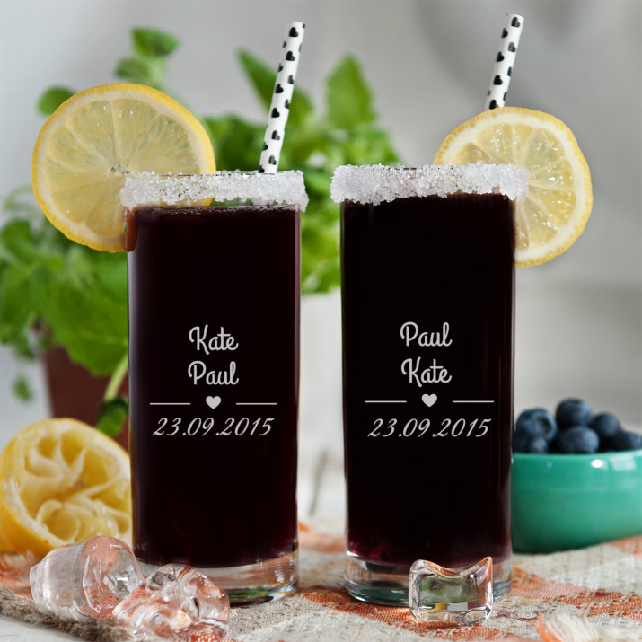 Unser Datum - zwei Longdrinkgläser mit Gravur