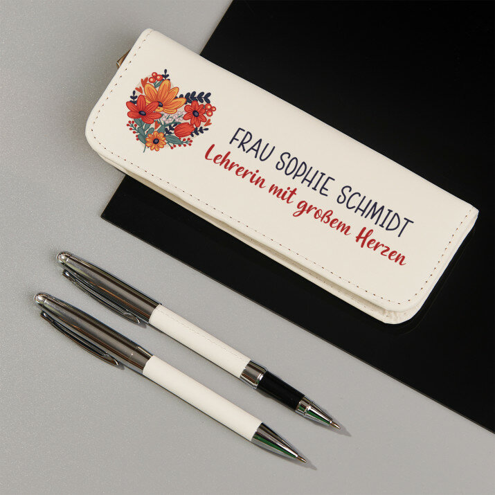 Lehrerin mit großem Herzen - Schreibset im Lederetui