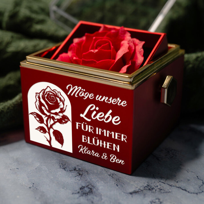 Möge unsere liebe - Schmuckkästchen mit einer Rose