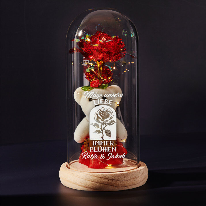 Möge unsere liebe - Ewige Rose mit Teddybär