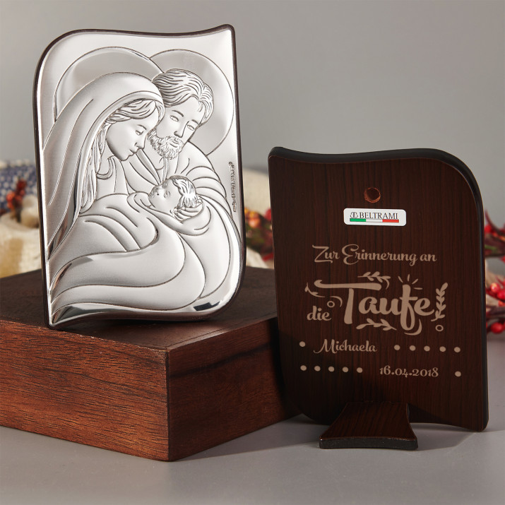 Taufe - Hl. Familie - Silbernes Bild mit Gravur Taufe - Hl. Familie - Silbernes Bild mit Gravur