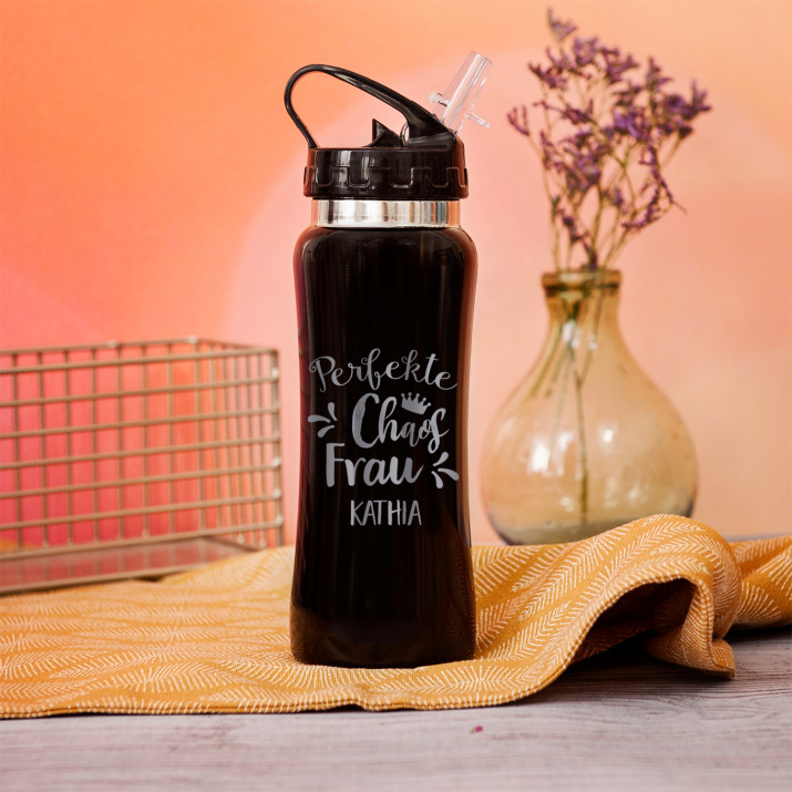 Perfekte Chaosfrau - Trinkflasche mit Gravur Perfekte Chaosfrau - Trinkflasche mit Gravur