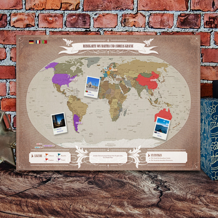 Personalisierte Reisekarte: Welt