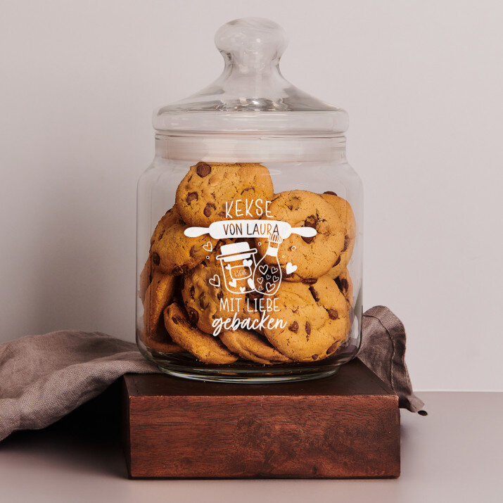 Mit Liebe gebacken 2 - Keksglas mit Gravur