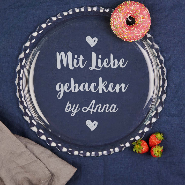 Mit Liebe gebacken - Tortenplatte flach
