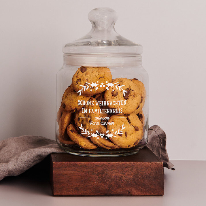 Schöne Weihnachten - Keksglas mit Gravur