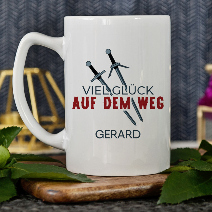 Viel Glück auf dem Weg - personalisierte Tasse