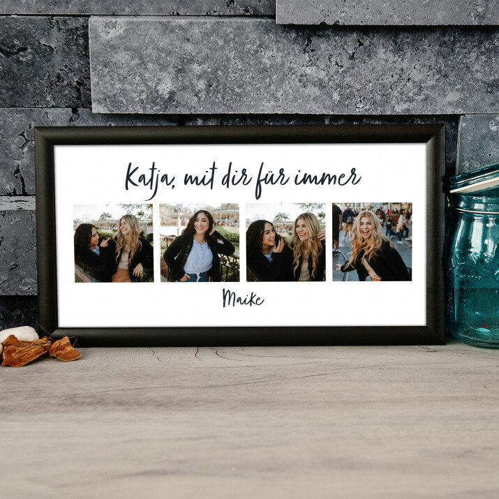 Freundinen collage - Kunstdruck mit Rahmen