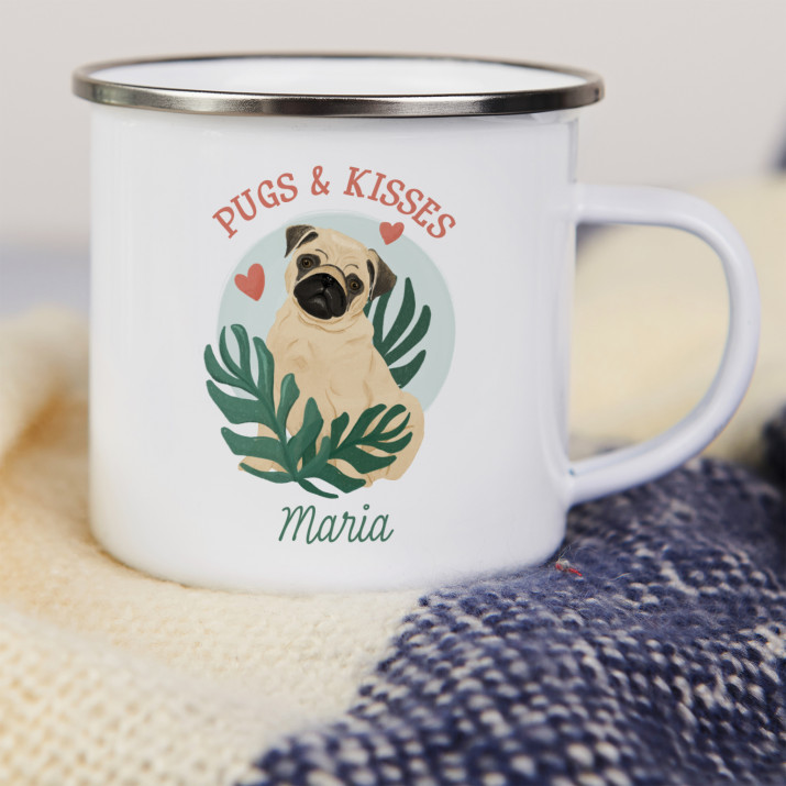 Pugs&Kisses - emaillierter Becher