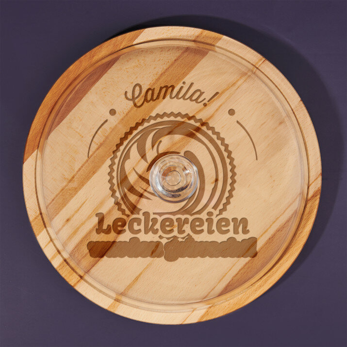 Leckereien gebracht - Glasglocke mit Gravur