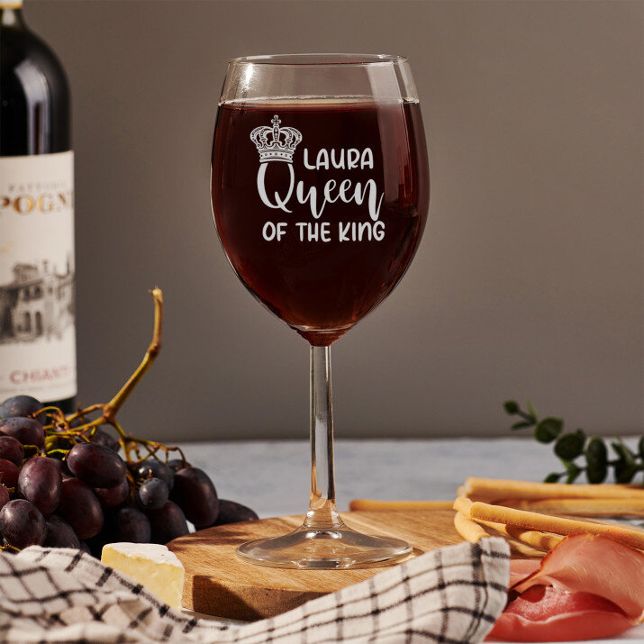 Queen of the kings - Weinglas mit Gravur