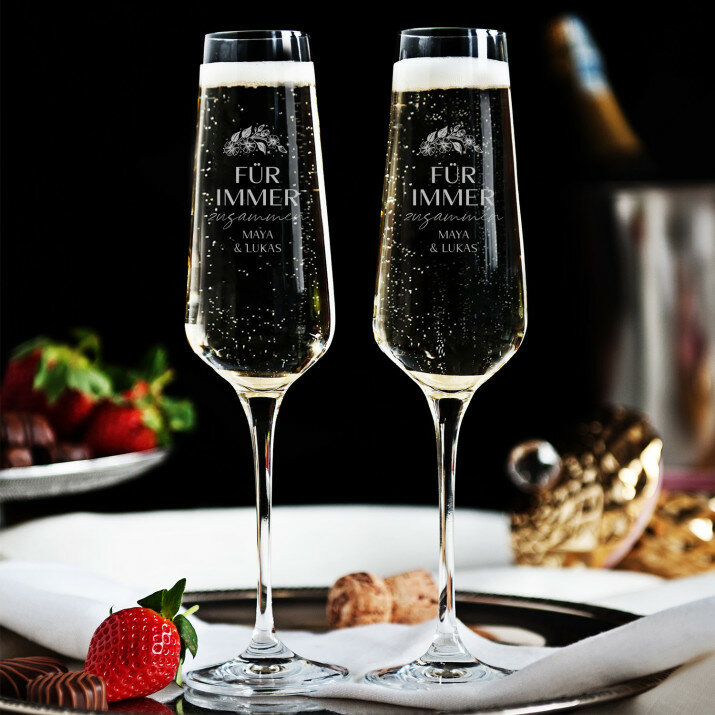 Für immer zusammen - Sektglas mit Gravur