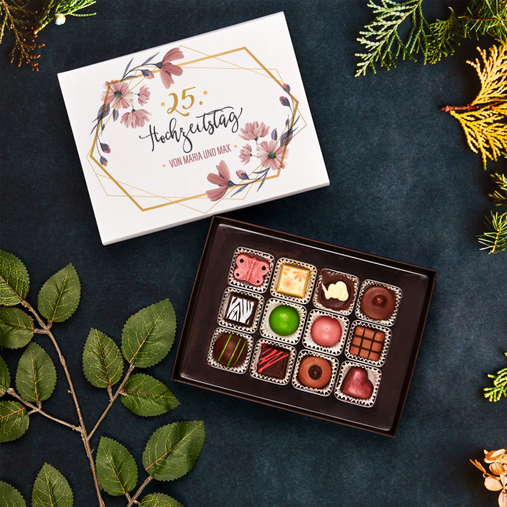 Hochzeitstag Blumen - Belgische Pralinen Hochzeitstag Blumen - Belgische Pralinen