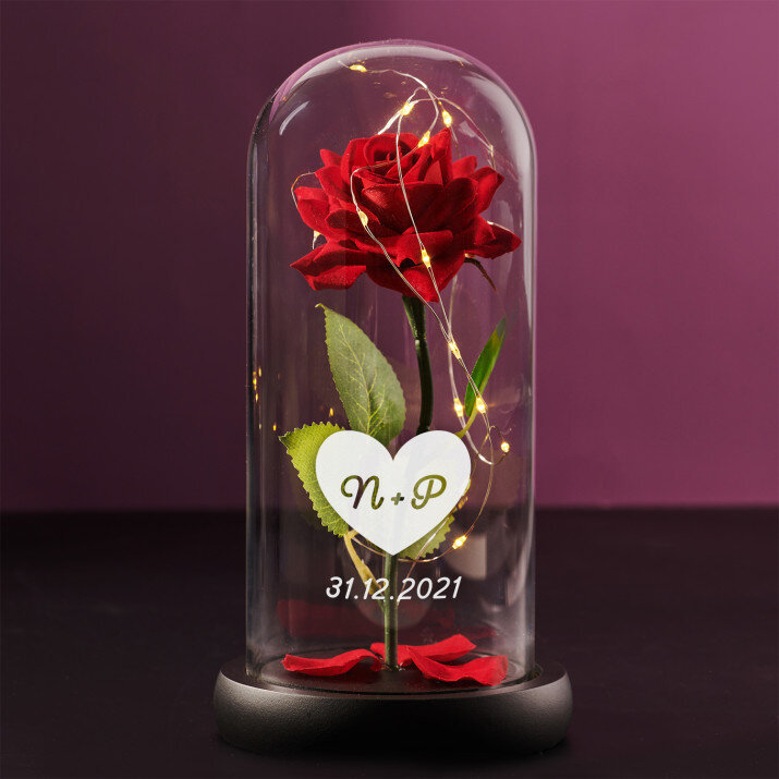 Herz + Datum - Ewige Rose Im Glas
