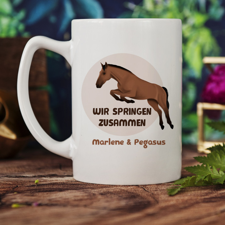 Wir springen zusammen - personalisierte Tasse