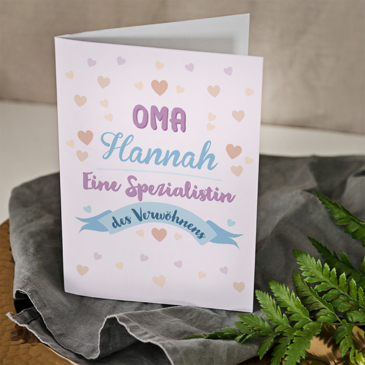 Spezialistin des Verwöhnens - Glückswunschkarte