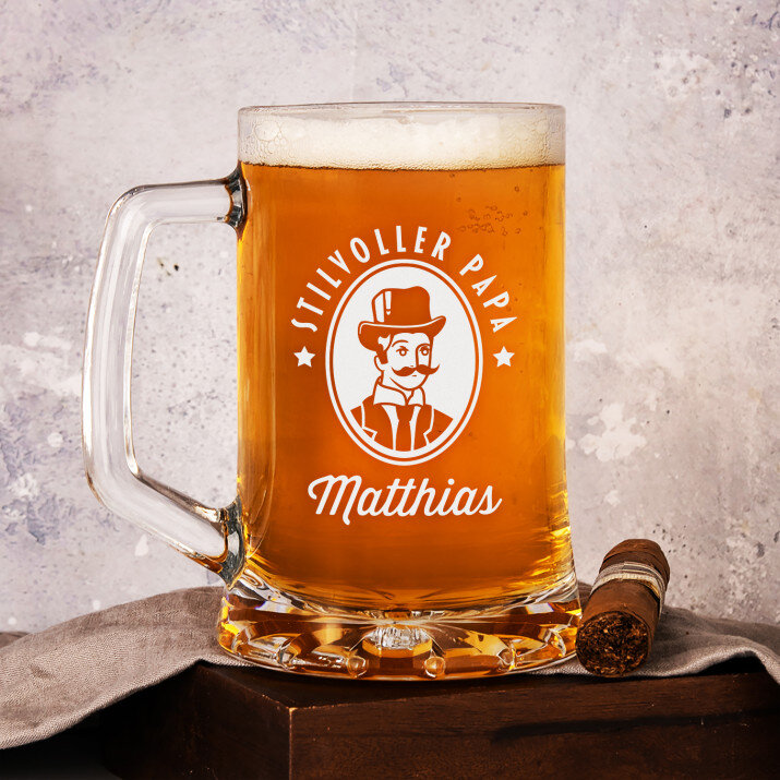 Stilvoller Papa - Personalisierter Bierkrug