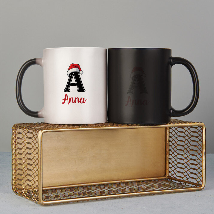 Weihnachts-Initiale mit Namen - Zaubertasse