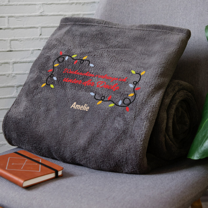 Weihnachten unter der Decke - Decke mit Stickerei