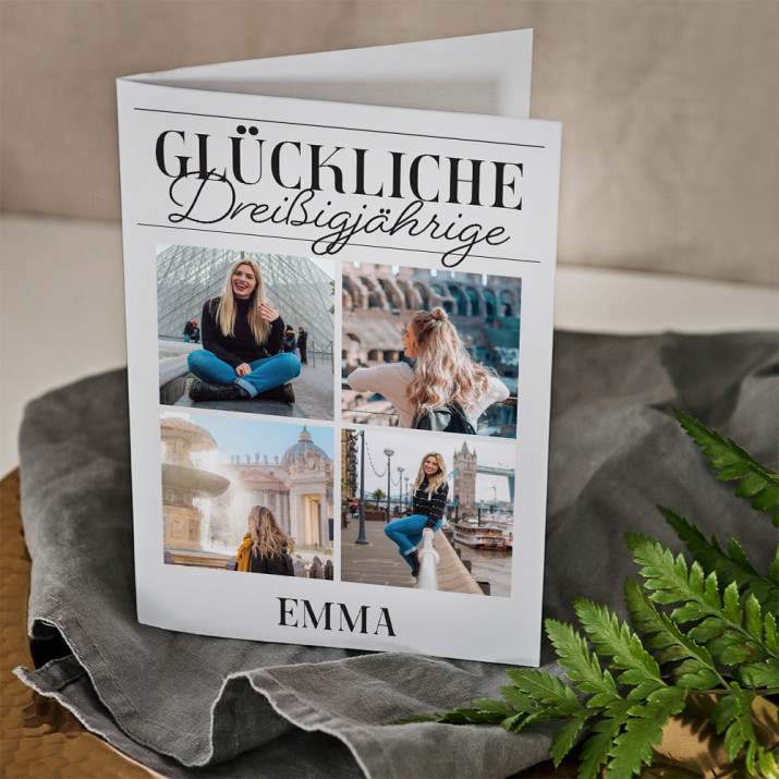 Glückliche Dreißigjährige - Glückwunschkarte