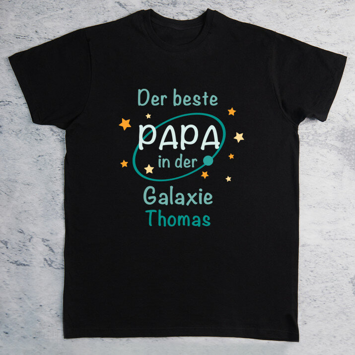 Papa in der galaxie - Schwarzes T-Shirt für Herren