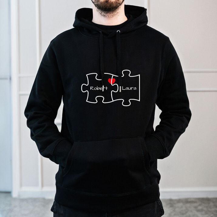 Du und ich - Schwarzer Kapuzenpullover für Herren