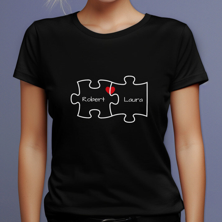 Du und ich - Schwarzes T-Shirt für Damen