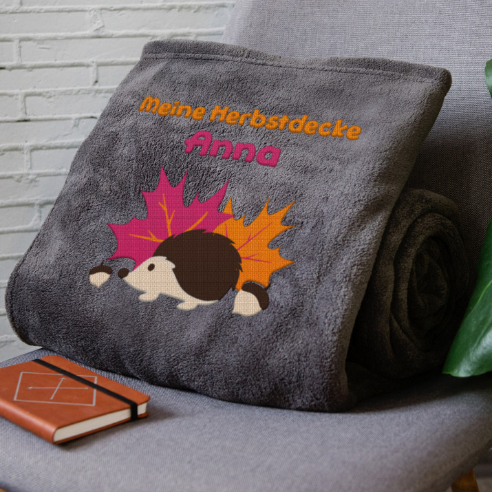 Meine Herbstdecke - Decke mit Stickerei