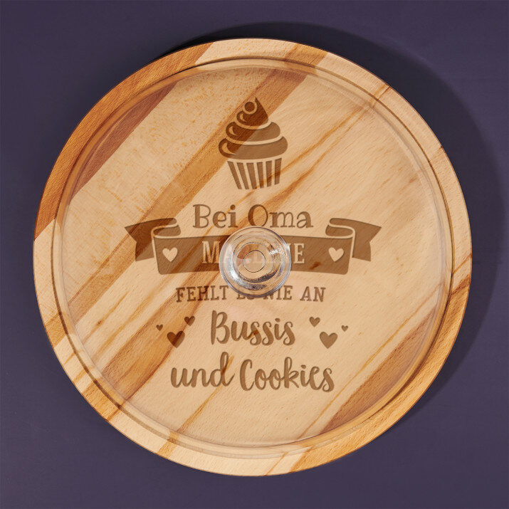 Bei Oma - Glasglocke mit Gravur