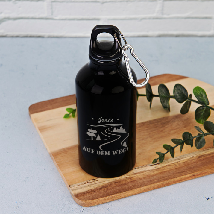Auf dem Weg - Wasserflasche 0,5l mit Karabinerhaken