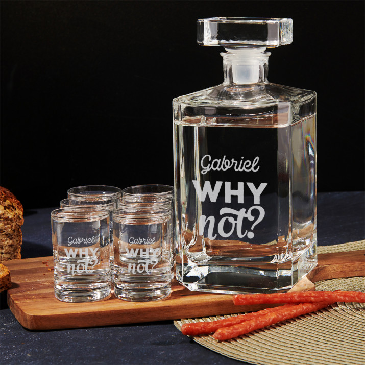 Why not - Karaffe und Schnapsgläser - Set mit Gravur