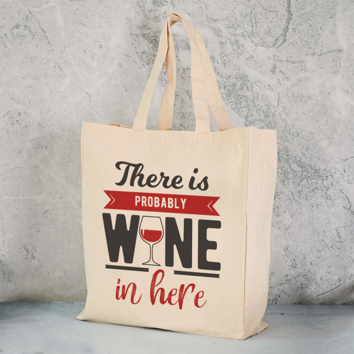 Wine in here - Baumwolltasche mit Aufdruck