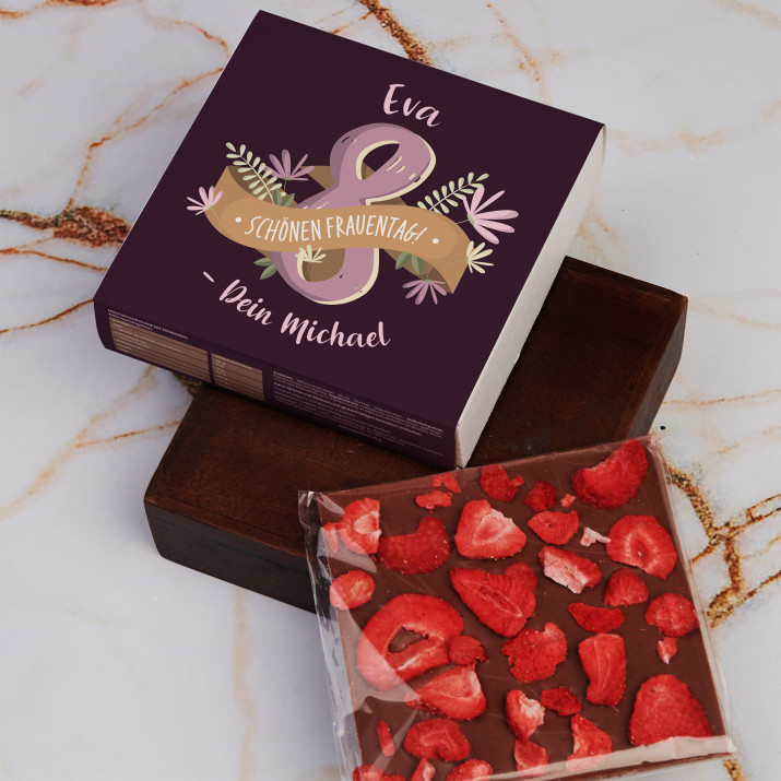 Schönen Frauentag - Schokolade mit Erdbeeren