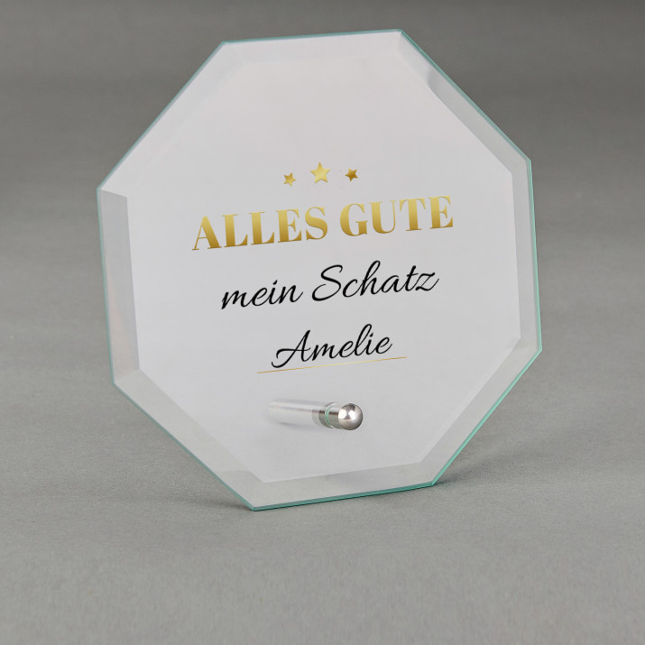 Alles Gute mein Schatz - Glastrophäe mit Aufdruck