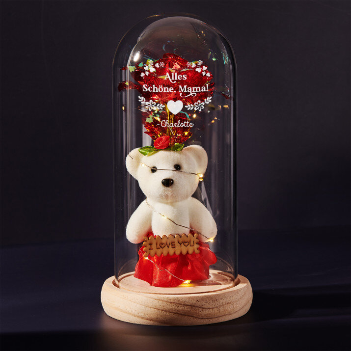 Alles schöne, mama - Ewige Rose mit Teddybär