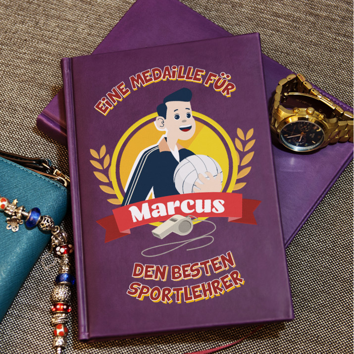 Medaille für Sportler - Notizbuch A5 mit Aufdruck