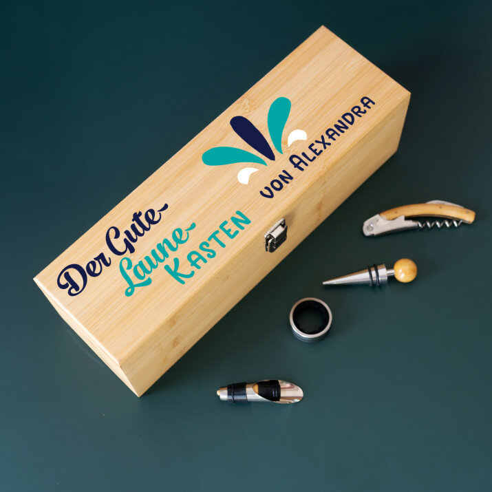 Gute-Laune-Koffer - Weinkiste mit Zubehör