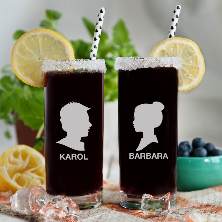 Im Profil - zwei Longdrinkgläser mit Gravur