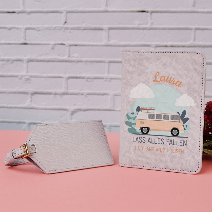 Lass alles fallen - Reisepasshülle mit Aufdruck Lass alles fallen - Reisepasshülle mit Aufdruck