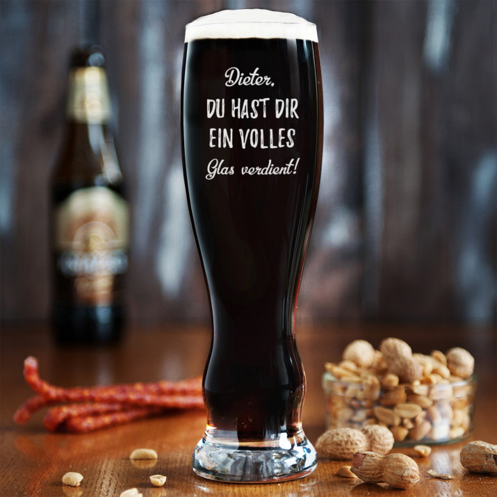 Glas verdient - Bierglas mit Gravur