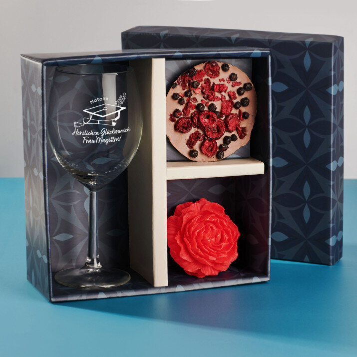 Geschenkset mit Weinglas Für den Magister