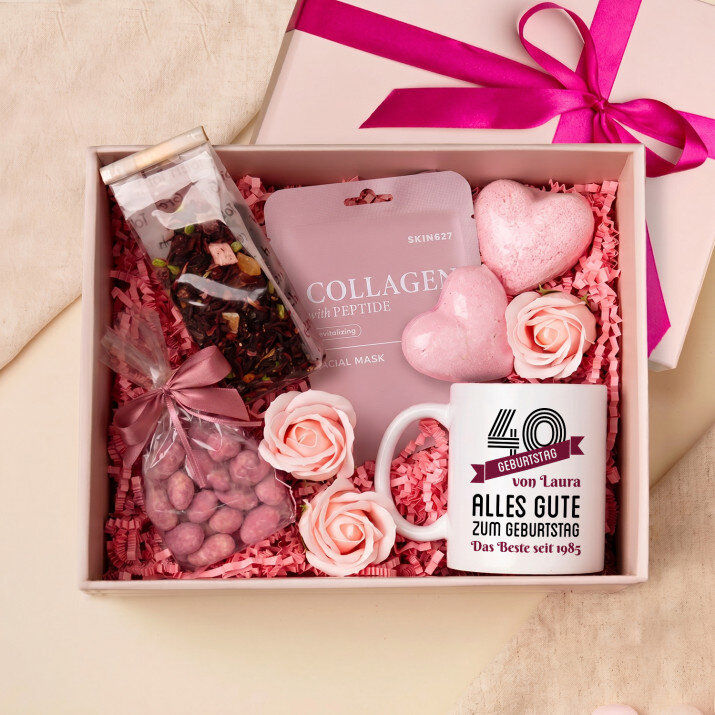 Tasse und Rosen-Spa-Set zum 40 Geburtstag Tasse und Rosen-Spa-Set zum 40 Geburtstag