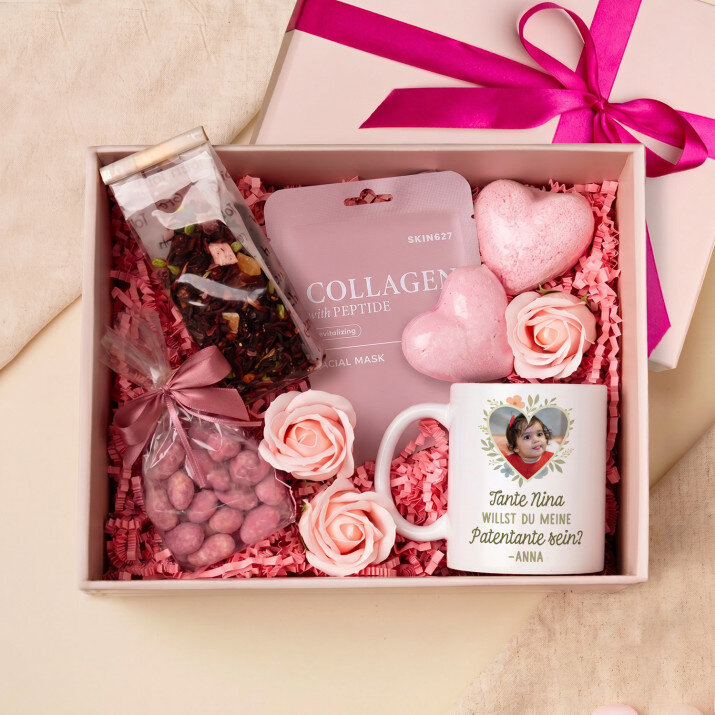 Tasse und Rosen-Spa-Set Anfrage zur Patenschaft mit Foto
