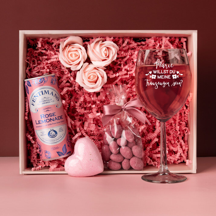 Geschenkset Anfrage für Trauzeugenschaft mit Glas und Limonade