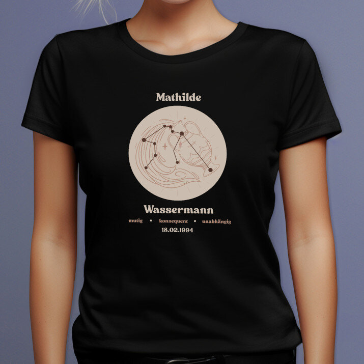 Sternzeichen wassermann - Schwarzes T-Shirt für Damen